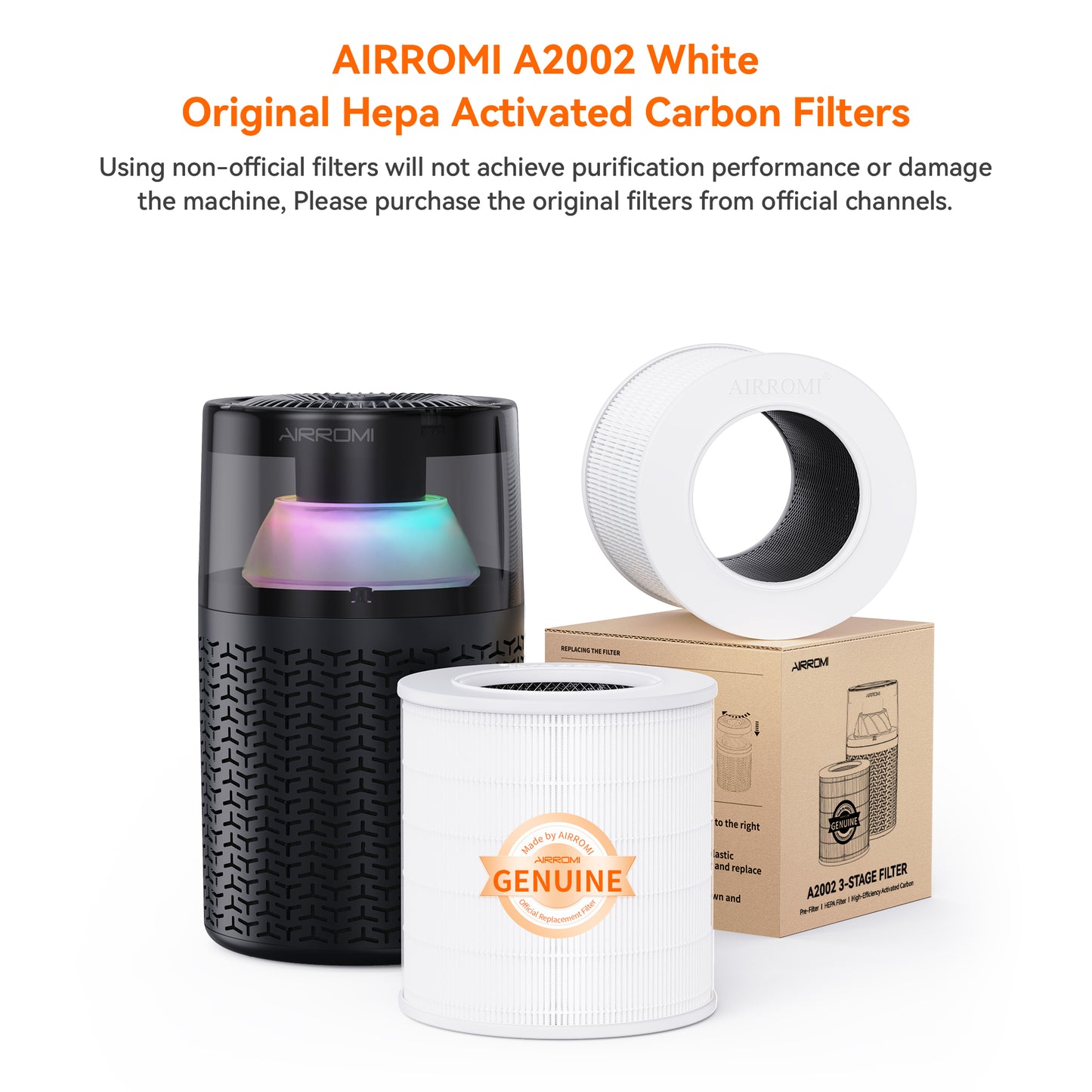 AIRROMI A2002 Filter - white original filter   2 Pack